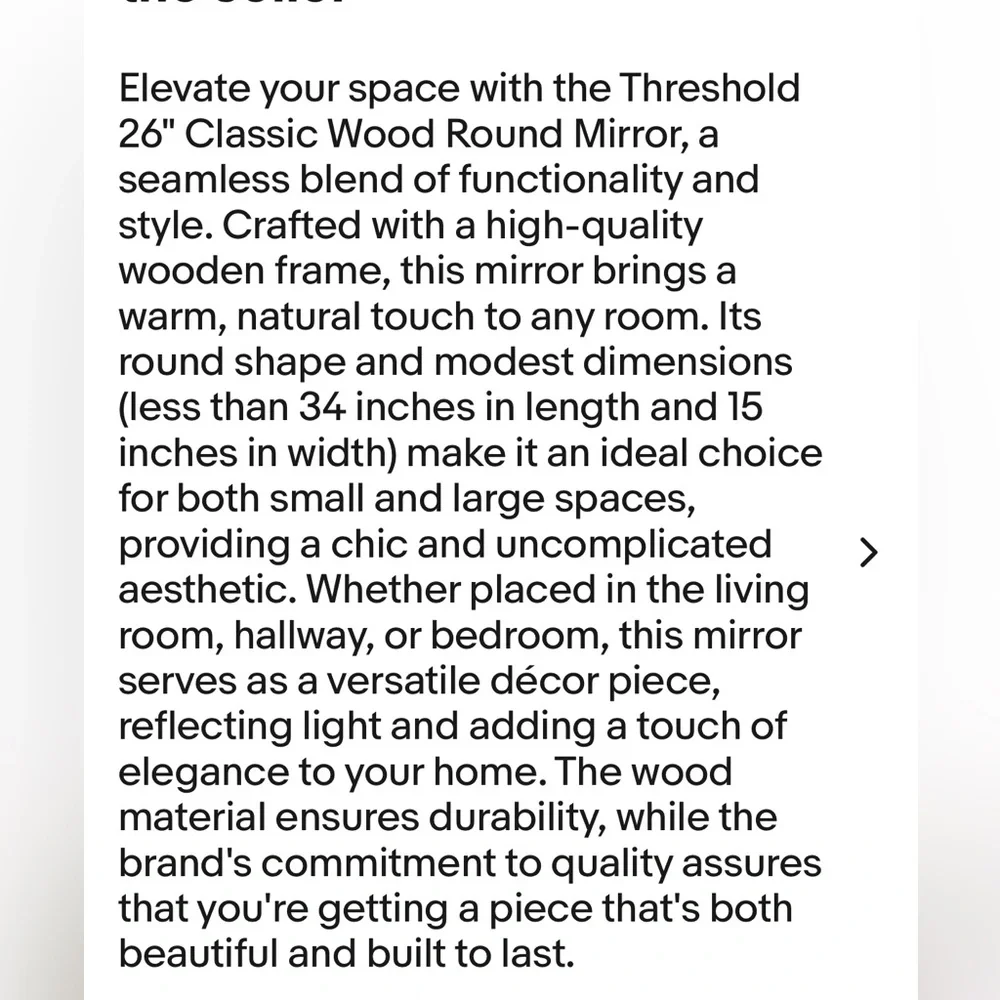 THRESHOLD 26” classic wood round mirror -natural